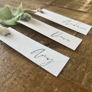 Cartes de visite, décoration de table de mariage, lot de 5 cartes martelées ou mat lisse, couvert pour nom rectangle unique, couvert minimaliste