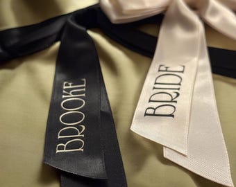 Personalized Bridal Satin Hair Bow | Wedding, Bachelorette Party