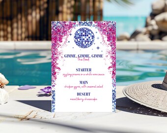 Mamma Mia Bachelorette Menu Template, Greece Dancing Queen (Printable)