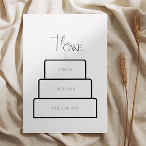 Modern Wedding Cake Menu Sign, Customizable A4/A5