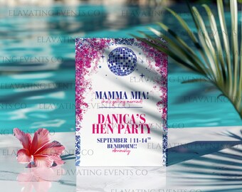 Mamma Mia Bachelorette Invitation Template, Greek Island Theme (Digital Download)