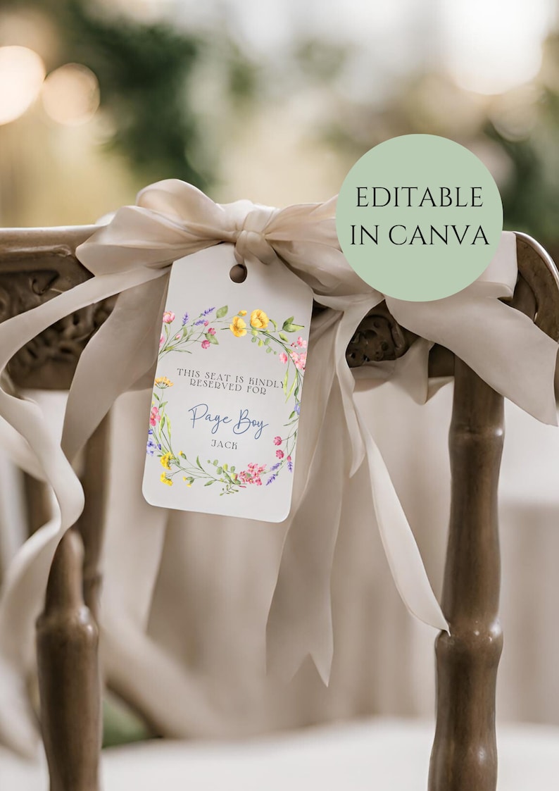 Wildflower Wedding Reserved Seating Tags, Editable Canva Template - Etsy