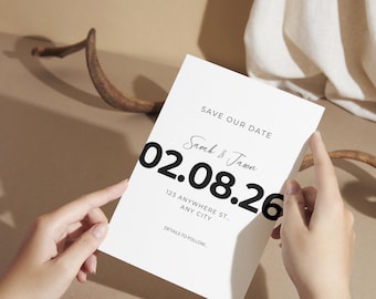 Minimalist Save The Date Cards, A6 Wedding Invitations