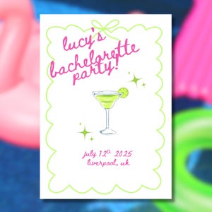 Margs & Matrimony Bachelorette Invitation Template – Editable Canva Margarita Theme, Printable Digital Invite, Hen Party Instant Download