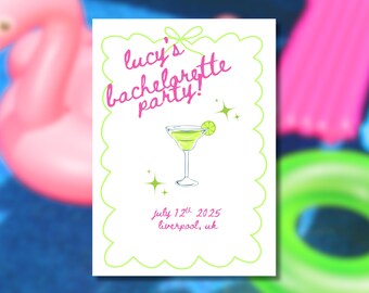 Margarita Bachelorette Party Invitation Template – Editable Canva Invite (Digital Download)