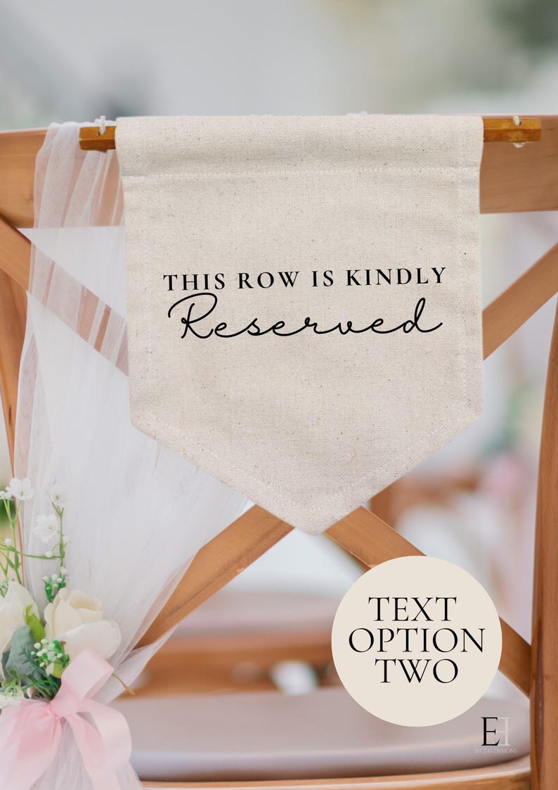 Linen Reserved Row Sign, Boho Wedding Ceremony Decor - Etsy