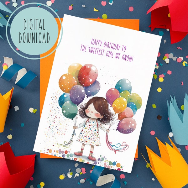 Happy Birthday Card, Printable bday card, Funny Birthday Card, Instant Download, Kids birthday card, Girl birthday card, Print at home