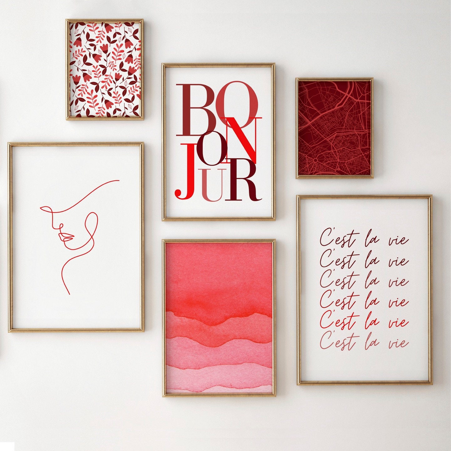 Red Gallery Wall Art Set of 6 Prints Printable Art - Etsy