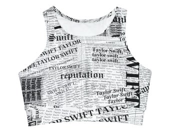 Taylor Swift Inspired Reputation Newsprint Newspaper Crop Top