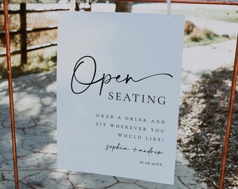 no assigned seating wedding sign Open Seating Sign Template, Printable Open Seating Sign, No Assigned Seating Sign, Modern Wedding Sign, Minimalist Wedding Sign - Chloe