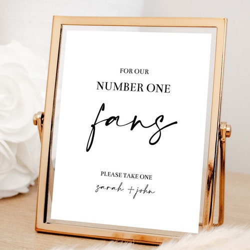 For Our Number One Fans Custom Minimalist Wedding Fan Signs Etsy