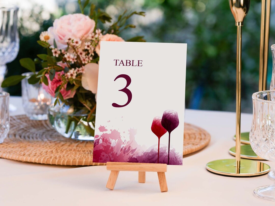Wine Themed Table Numbers Printable Wedding Table Numbers - Etsy