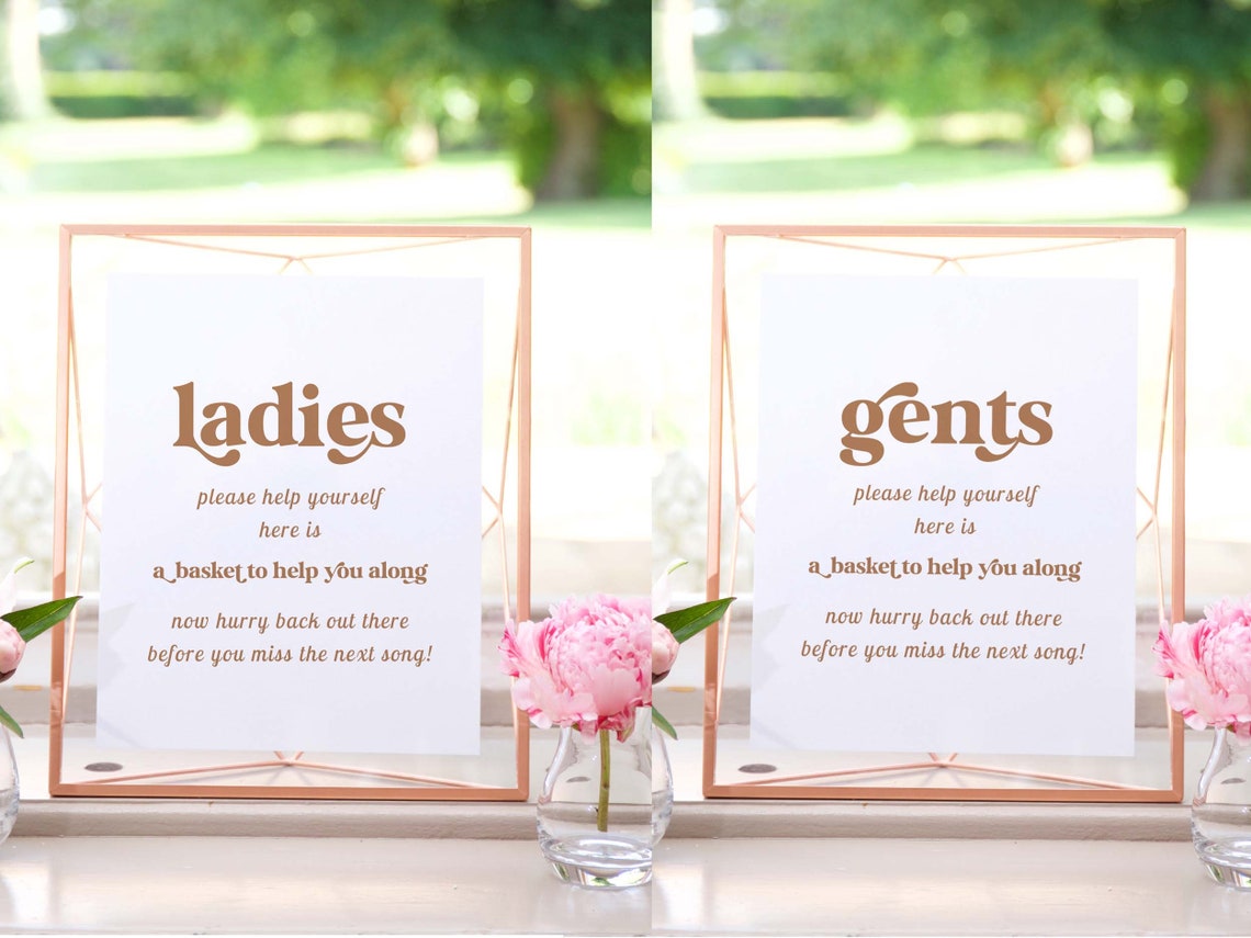 Wedding Bathroom Sign Template Ladies &amp; Gents Restroom Sign - Etsy