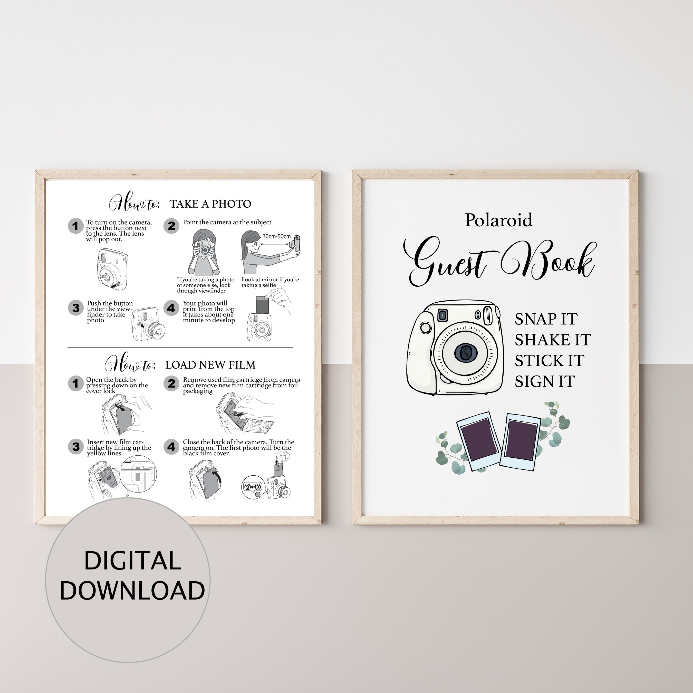 Instant Camera Instruction for Mini 9 Wedding Photo Guest Etsy