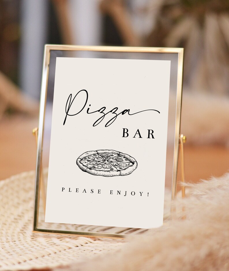 Pizza Bar Sign Printable Minimalist Wedding Pizza Bar Food Etsy