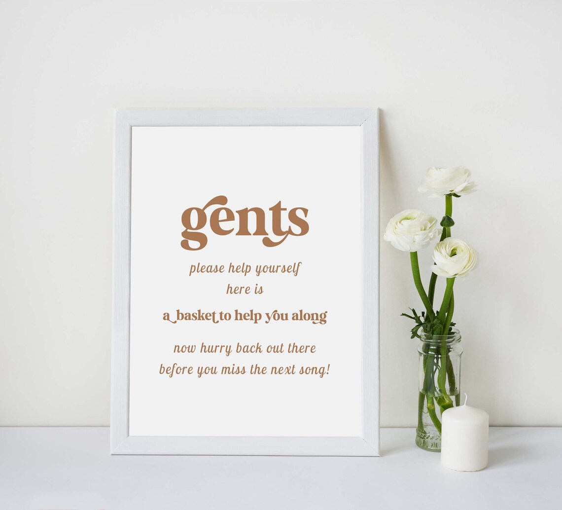 Wedding Bathroom Sign Template Ladies &amp; Gents Restroom Sign - Etsy