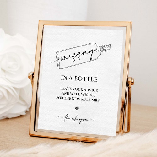 Message in A Bottle Sign Template Minimalist Wedding Advice - Etsy