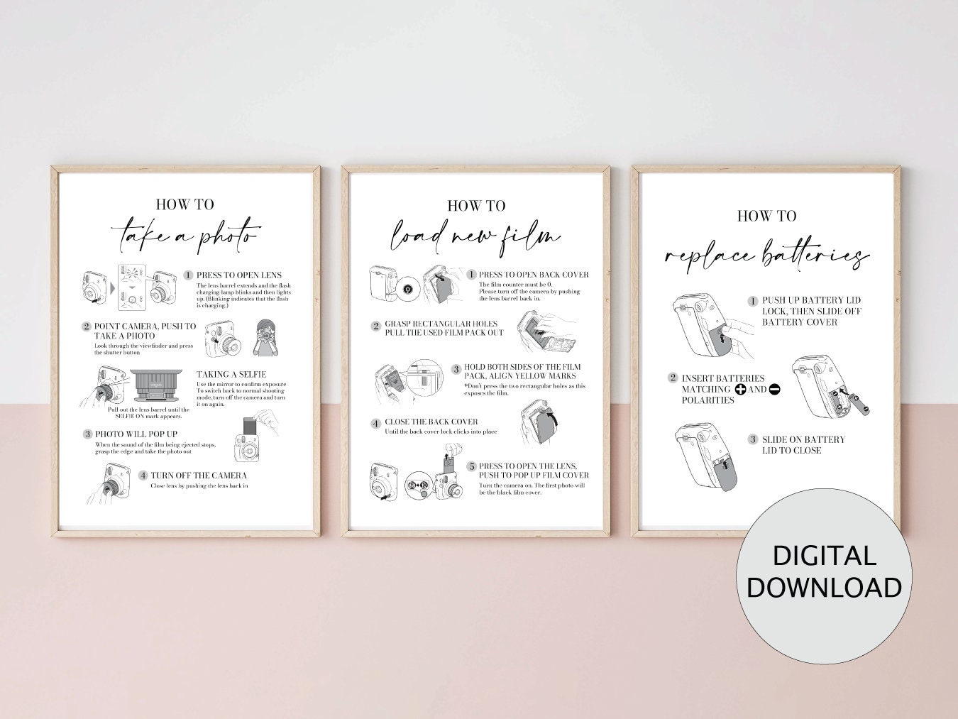 Set Of 3 Instant Camera Instructions For Mini 11 Party And Etsy