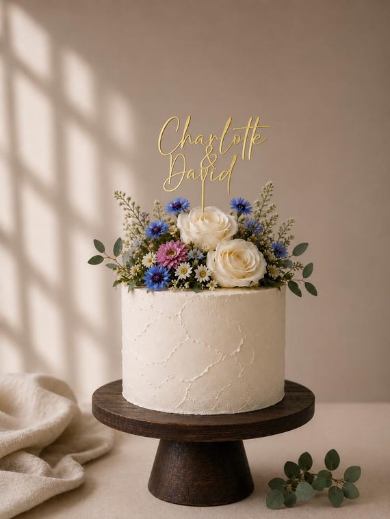 Caketopper - Hochzeit mit Wunschnamen  • 3D Schriftzug Tortenstecker Verlobung