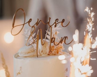 Cake topper - Wedding with personalized names • 3D lettering cake topper engagement