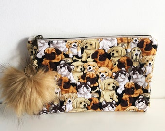 Dog Print Zipper Bag | Dog Print Zipper Pouch | Dog Print Cosmetic Bag | Cute Dog Print Bag | Dog Pattern | Limited edition | Free Shipping