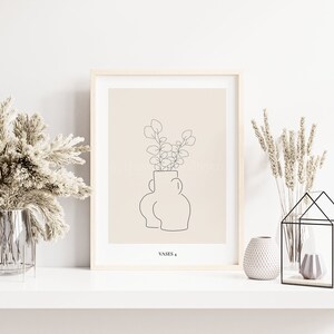 A3 / A4 / A5 Female Cheeky Bum Silhouette Vase With Eucalyptus, Printable Digital Download, Wall Art, Poster, Print