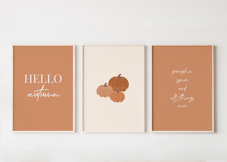 A3 / A4 / A5 Hello Autumn Pumpkin Spice Set of 3 Printable Digital ...