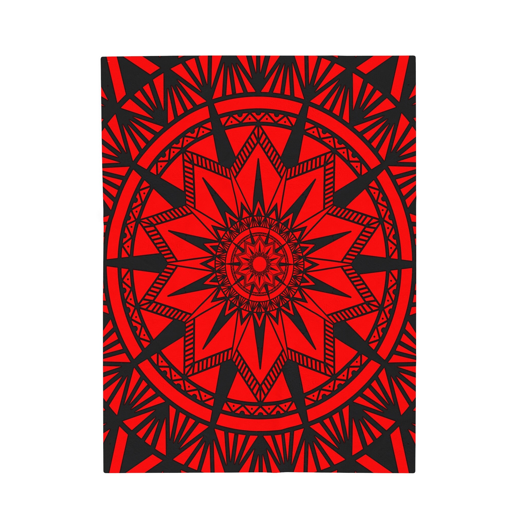 Red and Black Mandala Starburst Velveteen Plush Blanket Etsy