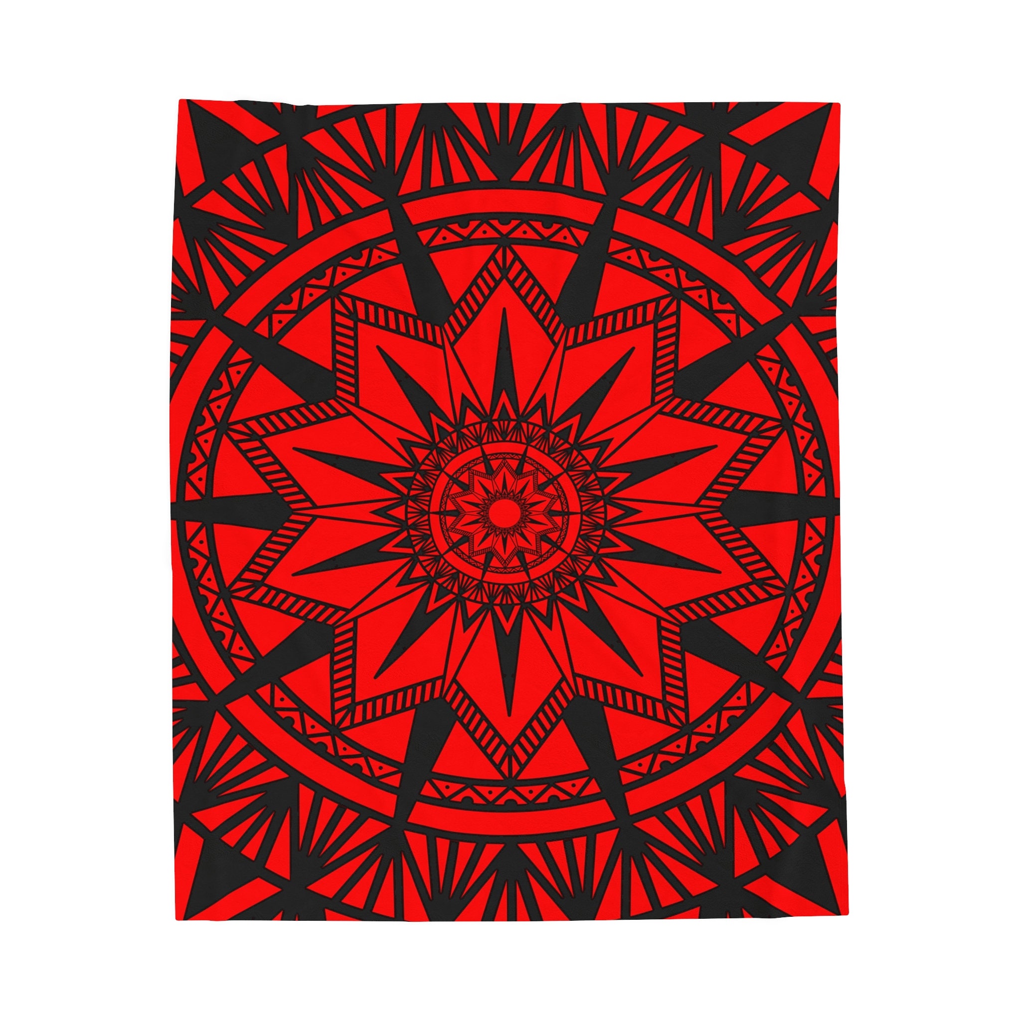 Red and Black Mandala Starburst Velveteen Plush Blanket Etsy