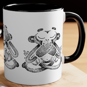 3 Wise Monkeys Hear No Evil See No Evil Speak No Evil Accent Mug