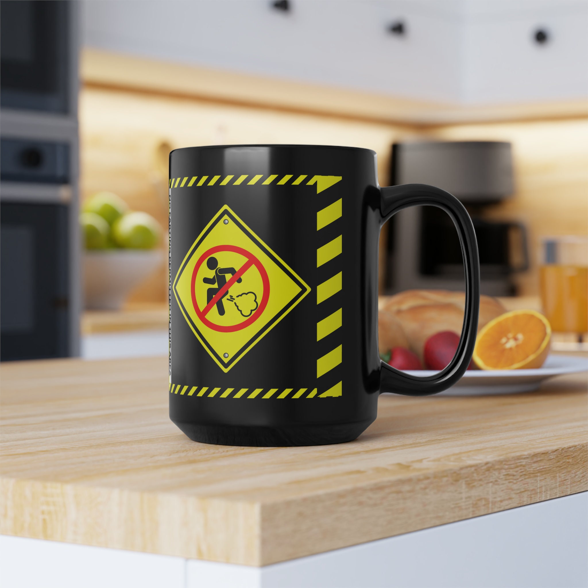 Funny No Farting Permitted in This Area Black Mug Novelty Mug Coffee ...