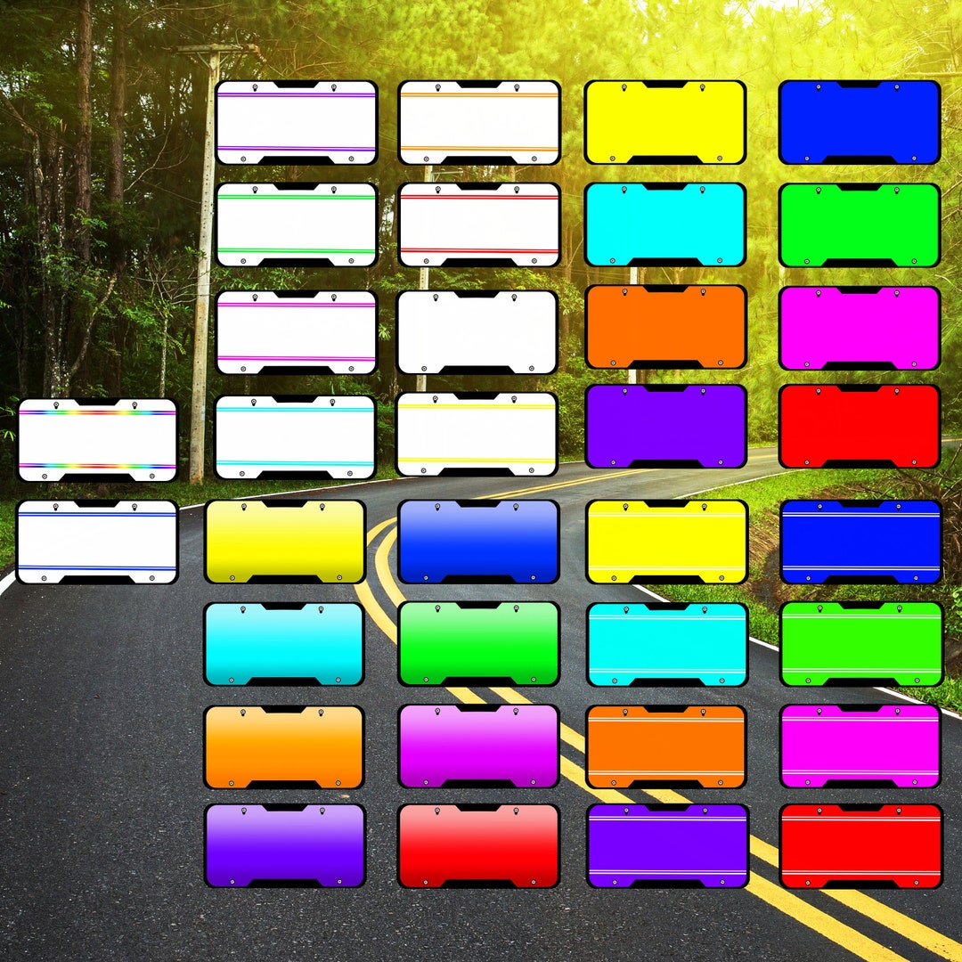 Blank License Plate Clipart Pngs for Customizable Keychain and Digital
