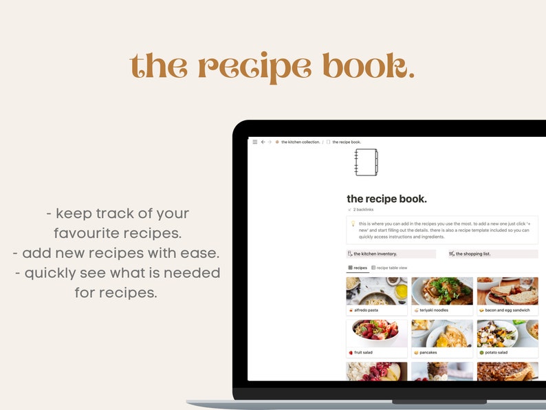 May include: A laptop computer screen displaying a website called "the recipe book." The website is a digital recipe book that allows users to keep track of their favourite recipes, add new recipes, and quickly see what ingredients are needed for each recipe. The website has a white background with a light grey text box and a light grey button. The website also has a light grey background with a light grey text box and a light grey button. The website also has a light grey background with a light grey text box and a light grey button.