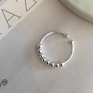 Anxiety Ring, Fear Ring, 925 Sterling Silver, Adjustable Anti Stress Ring, Fidget Ring