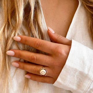 Muschel Ring Shiva Eye/ 925 Silber Ring mit Shiva Auge/ Sterling Silber Ring/ Muschel Schmuck/ Beach Ring/ Weihnachtsgeschenk