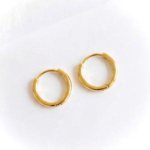 Piccoli orecchini a cerchio, argento sterling 925, placcato oro 18K / Mini orecchini a cerchio semplici / Sottili orecchini a piercing minimalisti / Mini orecchini a cerchio delicati