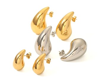 Chunky Teardrop Ohrringe Gold oder Silber/ Bottega Stil/ Chunky Dome Drop Earrings / Tropfen Ohrringe/ Kylie Ohrringe/ 1 Paar/ hypoallergen