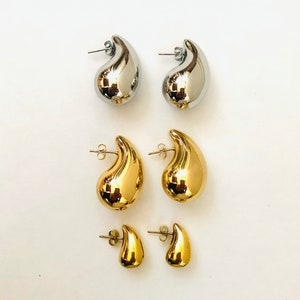 Chunky Teardrop Ohrringe Gold oder Silber/ Bottega Stil/ Chunky Dome Drop Earrings / Tropfen Ohrringe/ Kylie Ohrringe/ 1 Paar/ hypoallergen Bild 8