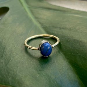 Pu&ograve; includere: Un anello d'oro con una vibrante gemma ovale blu. L'anello &egrave; posto su uno sfondo verde, evidenziando il contrasto tra la fascia d'oro e la pietra blu. Il design dell'anello &egrave; semplice ma elegante, adatto all'uso quotidiano.