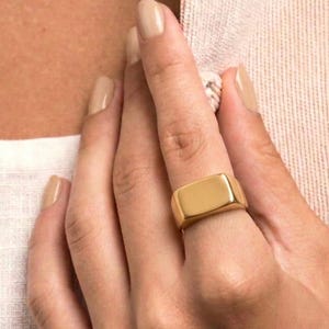 Goldener Siegelring  / breiter Statement Ring