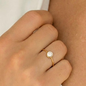 Muschel Ring Shiva Eye golden/ Shiva Auge Ring 925 Silber vergoldet/ Muschel Schmuck/ Beach Ring / mit Geschenkbox