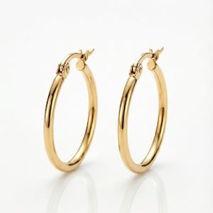 Orecchini a cerchio placcati oro 18 carati / cerchi dorati / orecchini a cerchio minimalisti ed eleganti / orecchini rotondi / diametro 25 mm, 35 mm