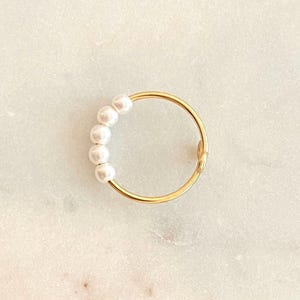 Anxiety Ring Gold, Angst Ring, Goldener Ring mit Perlen, verstellbarer Anti Stress Ring, Edelstahl Ring 18k vergoldet / Fidget Ring