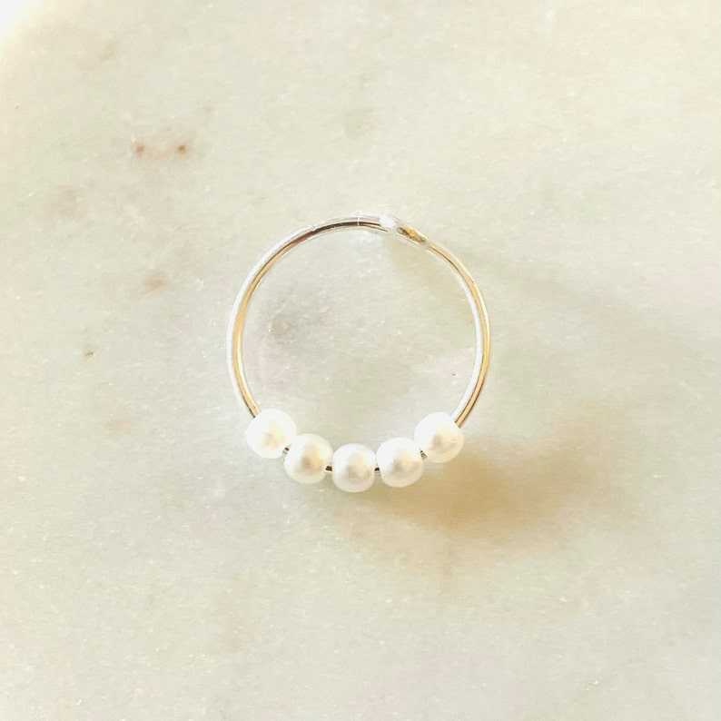 Anxiety Ring, Angst Ring, 925 Sterling Silber Ring mit Perlen, verstellbarer Anti Stress Ring, Fidget Ring Bild 3