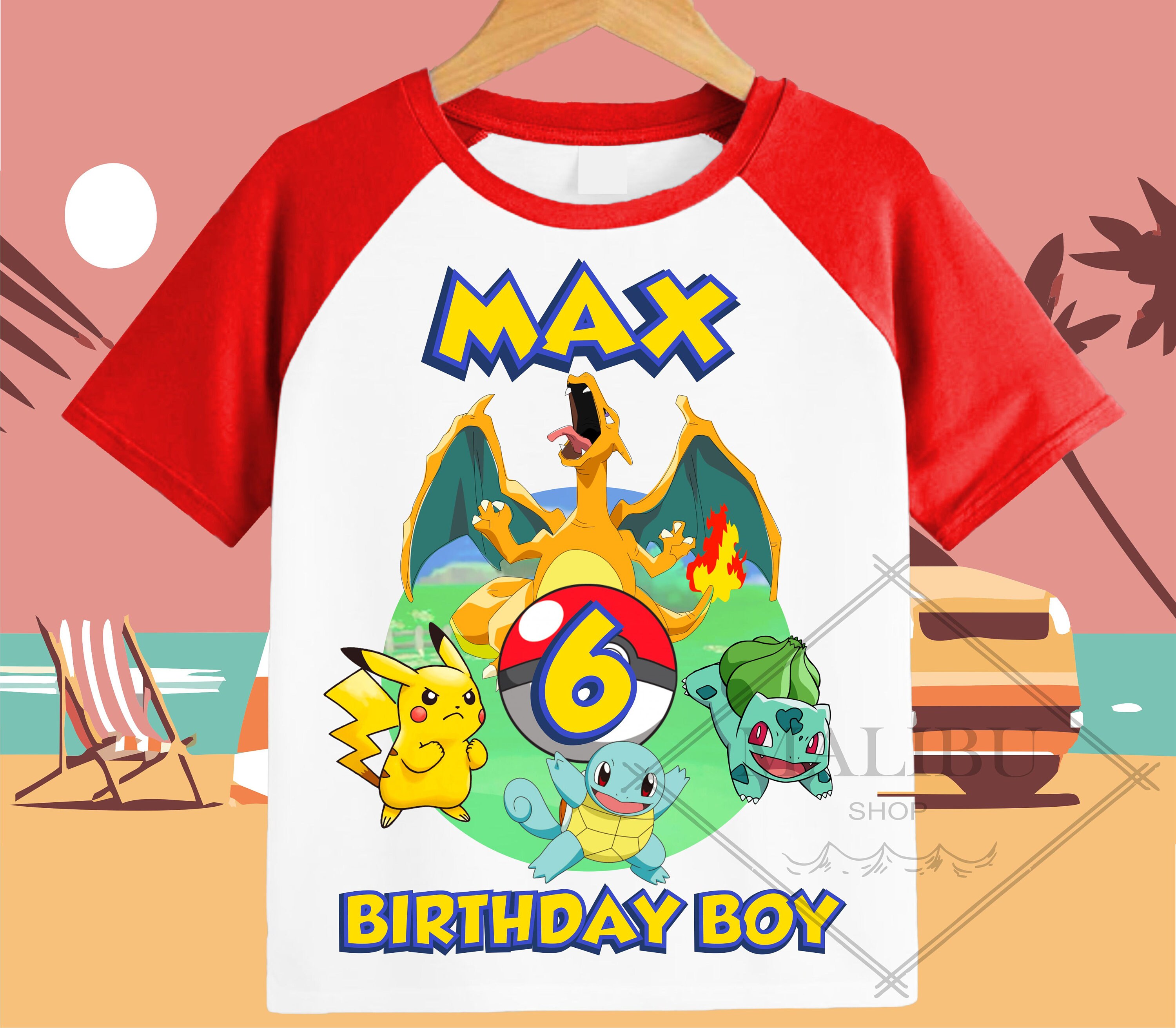 Discover Pika Family Personalized Shirt Birthday Custom Tshirt Unisex Kids Birthday Girl Birthday Boy Raglan Tee