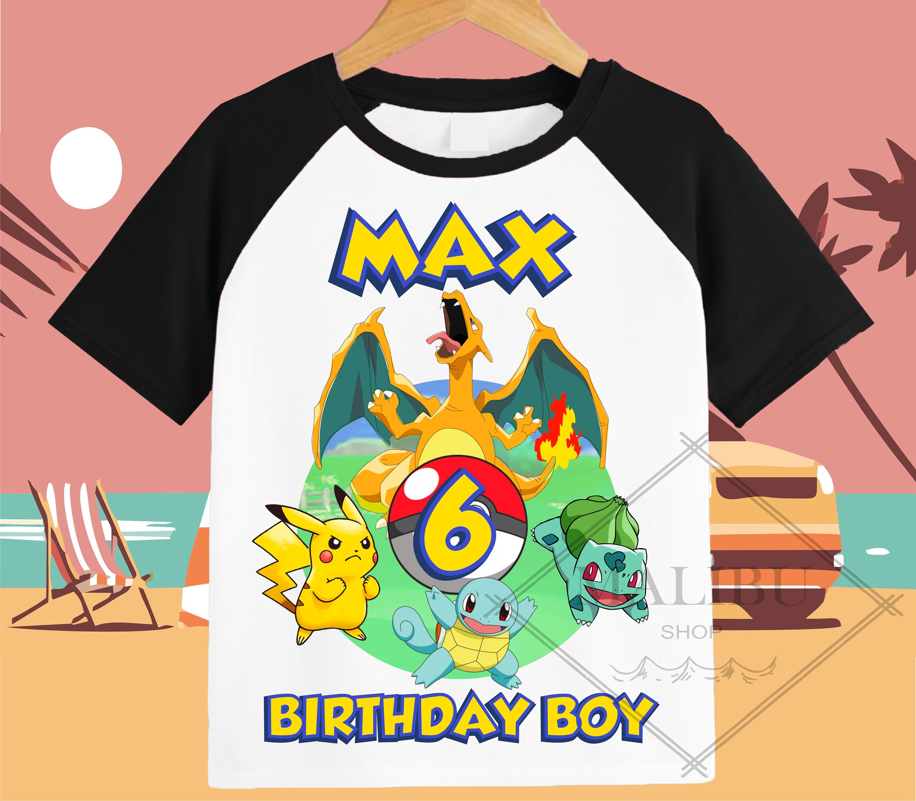 Discover Pika Family Personalized Shirt Birthday Custom Tshirt Unisex Kids Birthday Girl Birthday Boy Raglan Tee