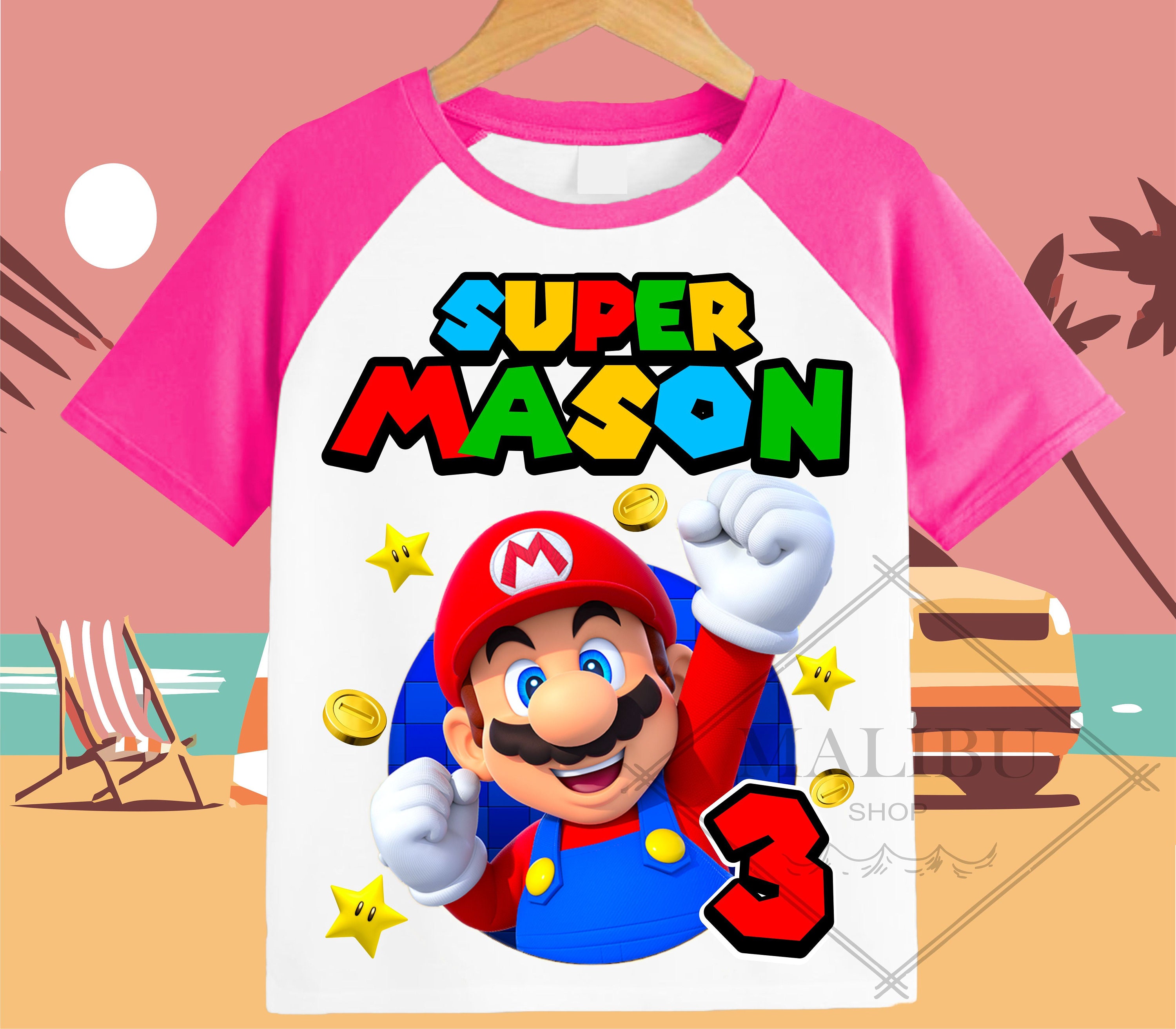 Super Mario Family Custom Birthday Shirt Personalized T-Shirt Name Age 