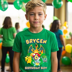 Pikachu Family Personalized Shirt Birthday Custom Tshirt Unisex Kids Birthday Girl Birthday Boy Raglan Tee