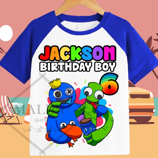 Rainbow Friends All Family Gift Personalized Shirt Birthday Custom Tshirt Unisex Kids Birthday Girl Birthday Boy Raglan Tee