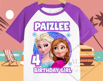 Personalized Princess Family T Shirt Birthday Custom Tshirt Unisex Kids Birthday Girl Frozen Elsa Raglan Tee